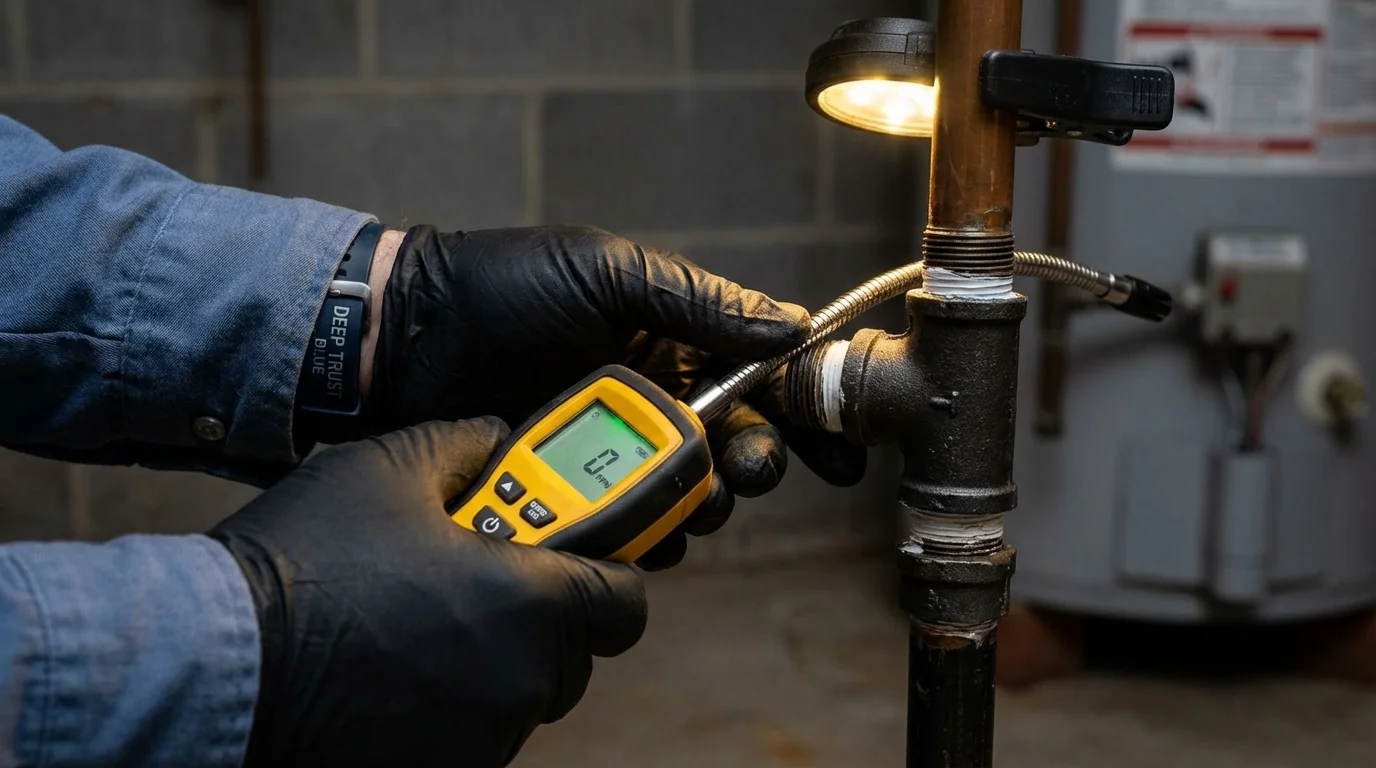 Gas leak detection with electronic sniffer by Johns Plumbing LLC in Lebanon